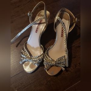 Metallic gold Prada Cork Wedges